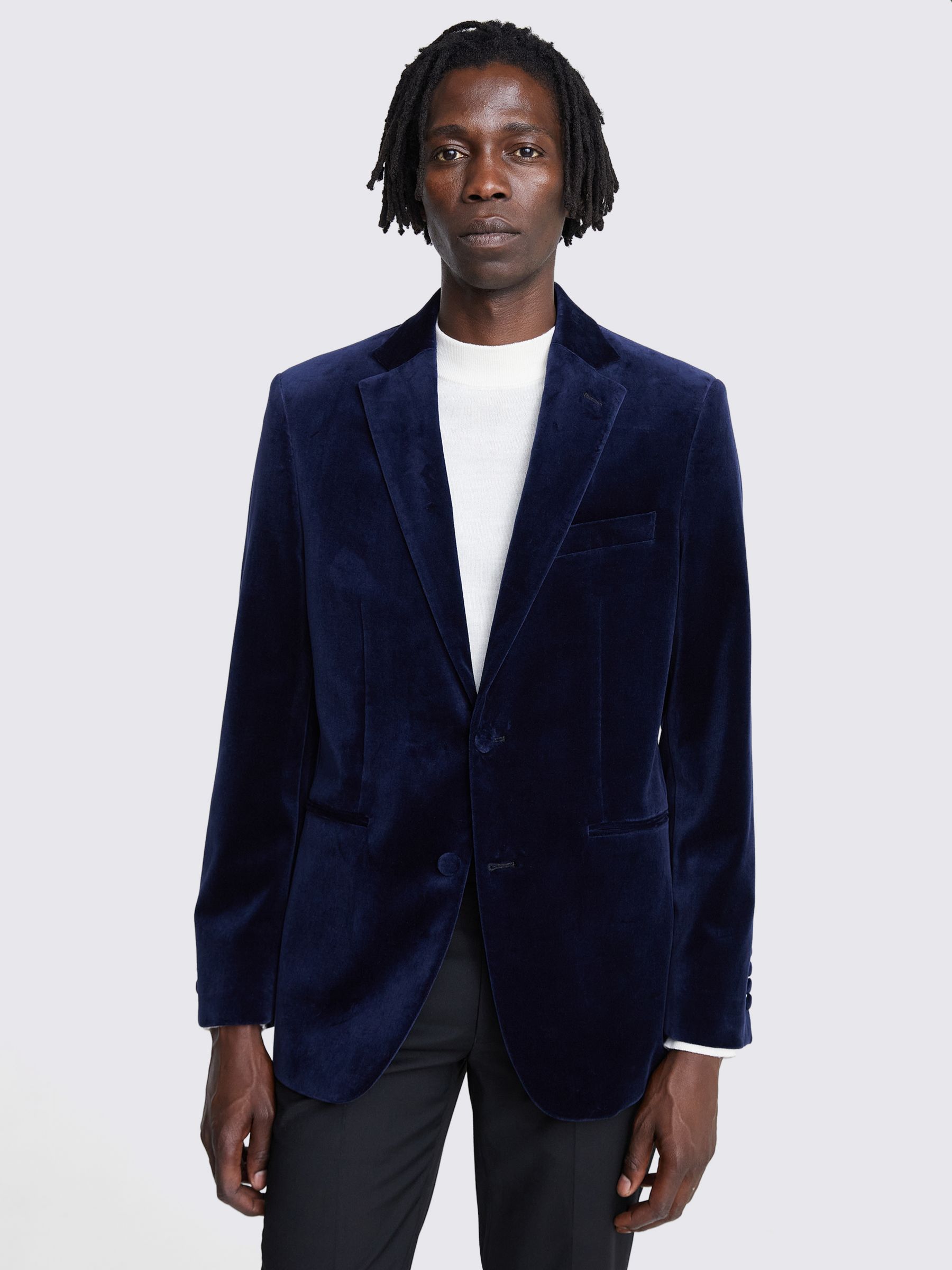 Moss Velvet Tailored Fit Suit Jacket, Blue, 38R
