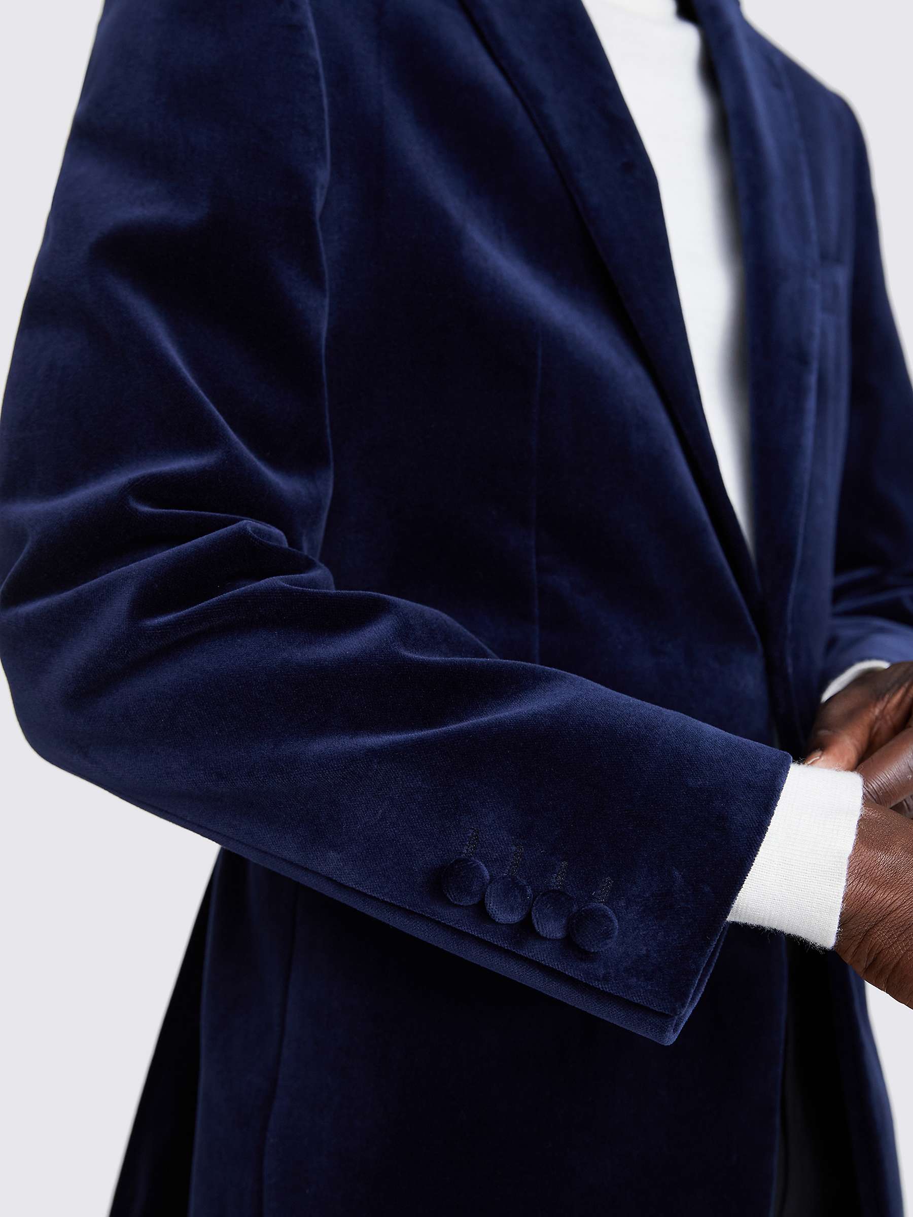 Buy Moss Velvet Tailored Fit Suit Jacket, Blue Online at johnlewis.com