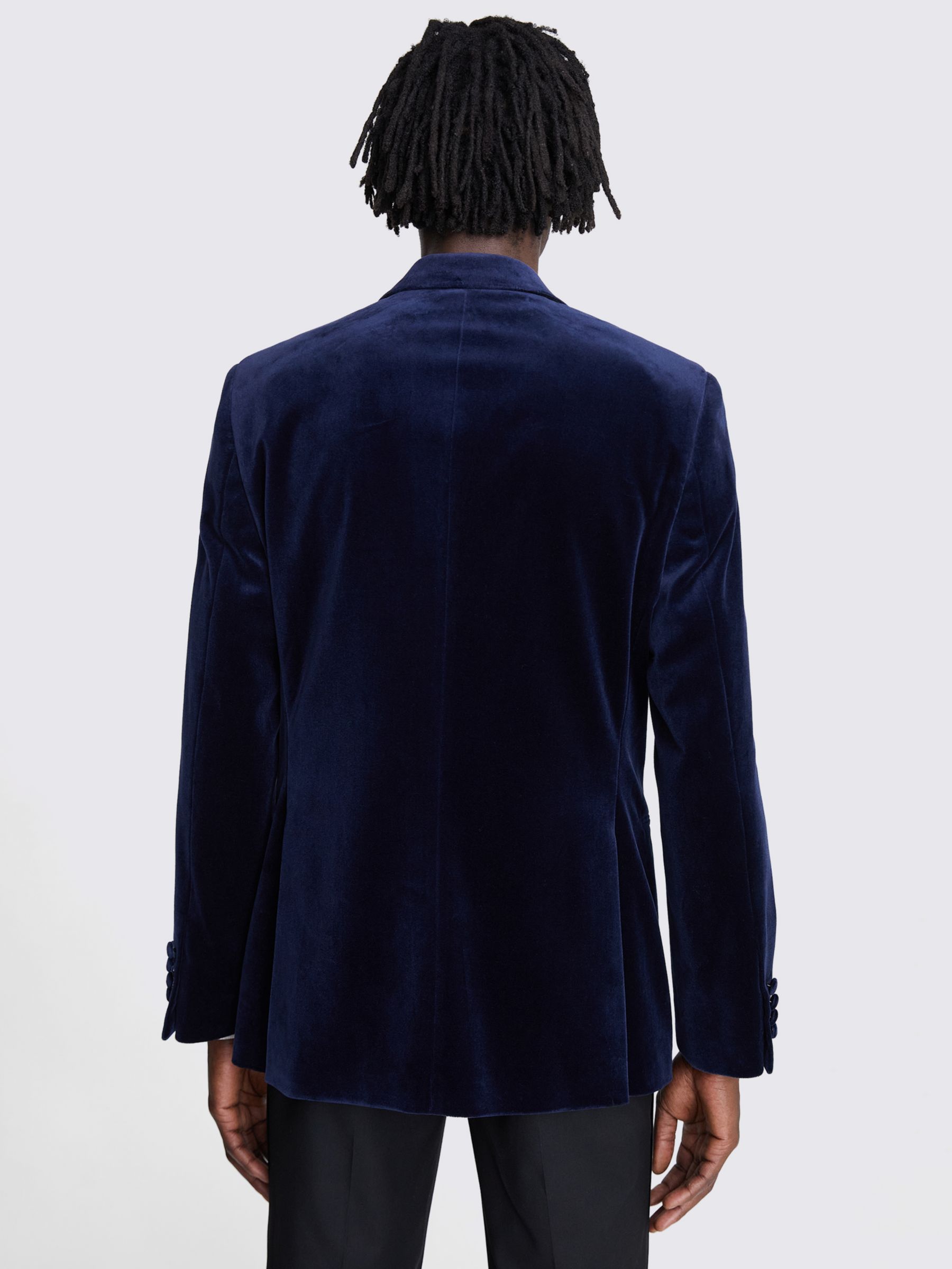 Buy Moss Velvet Tailored Fit Suit Jacket, Blue Online at johnlewis.com