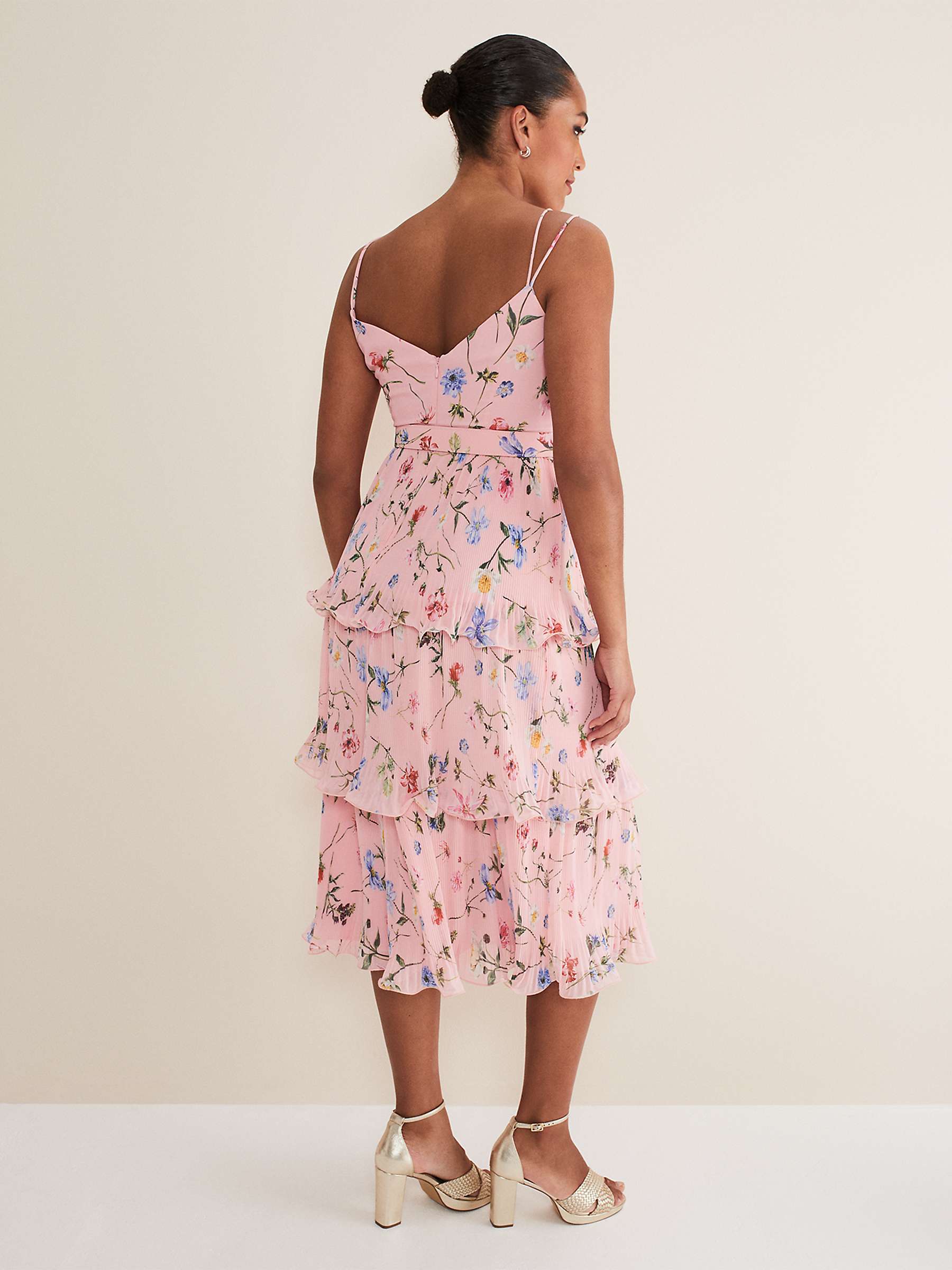 Buy Phase Eight River Floral Tiered Dress, Pink/Multi Online at johnlewis.com