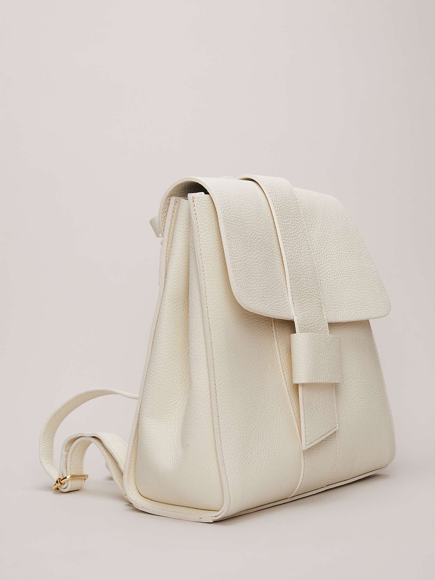 Phase Eight Leather Backpack, Ivory at John Lewis & Partners