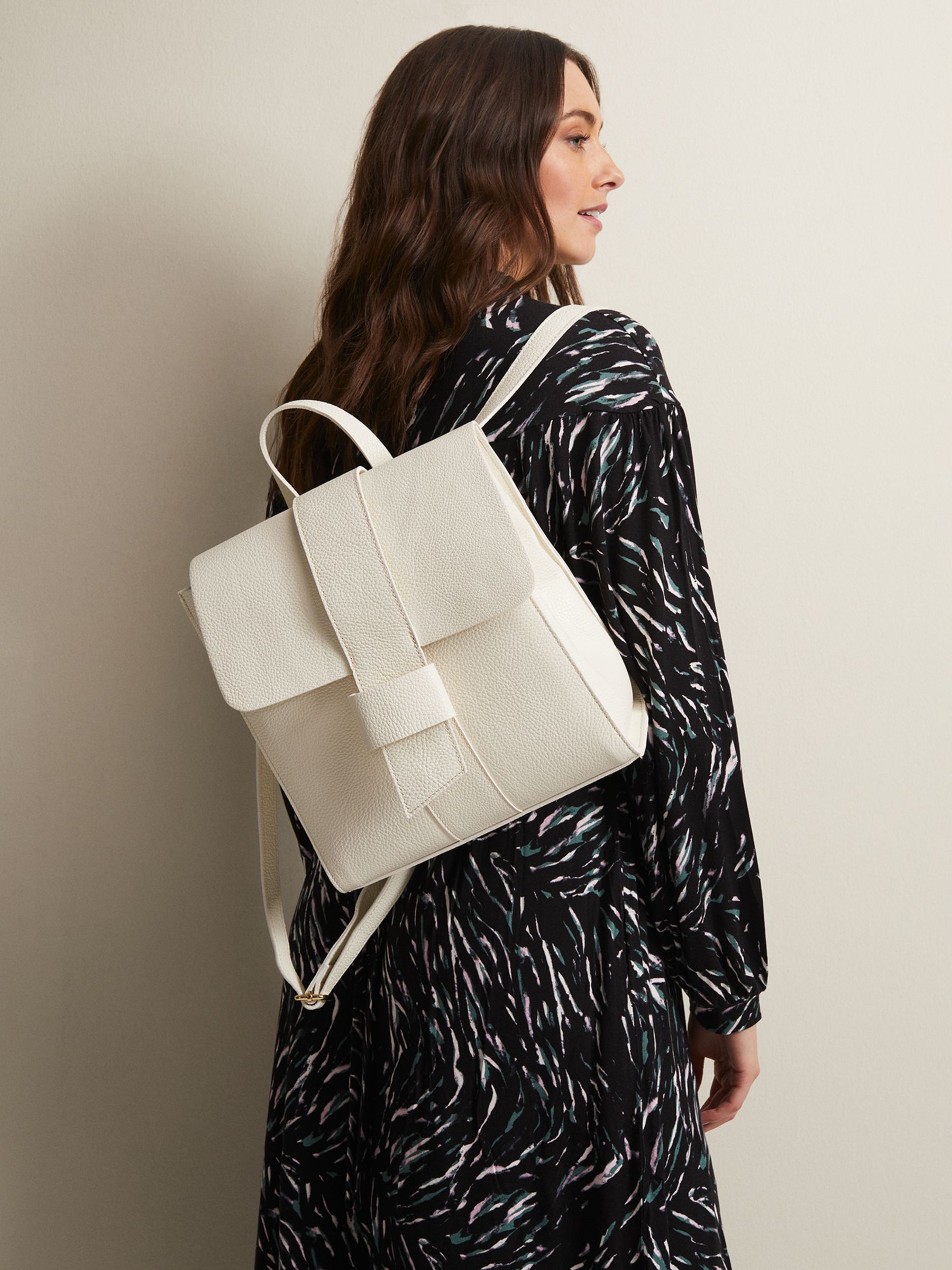 Buy Phase Eight Leather Backpack, Ivory Online at johnlewis.com