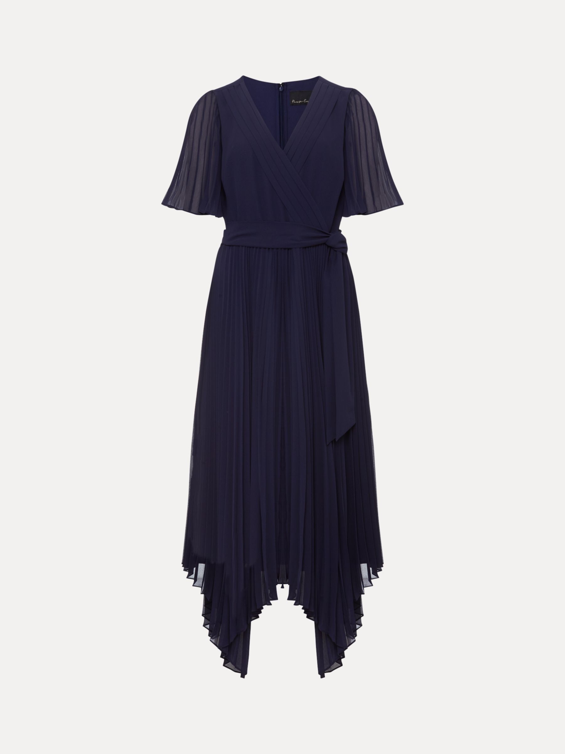 Phase Eight Kendall Pleated Midi Dress, Navy at John Lewis & Partners