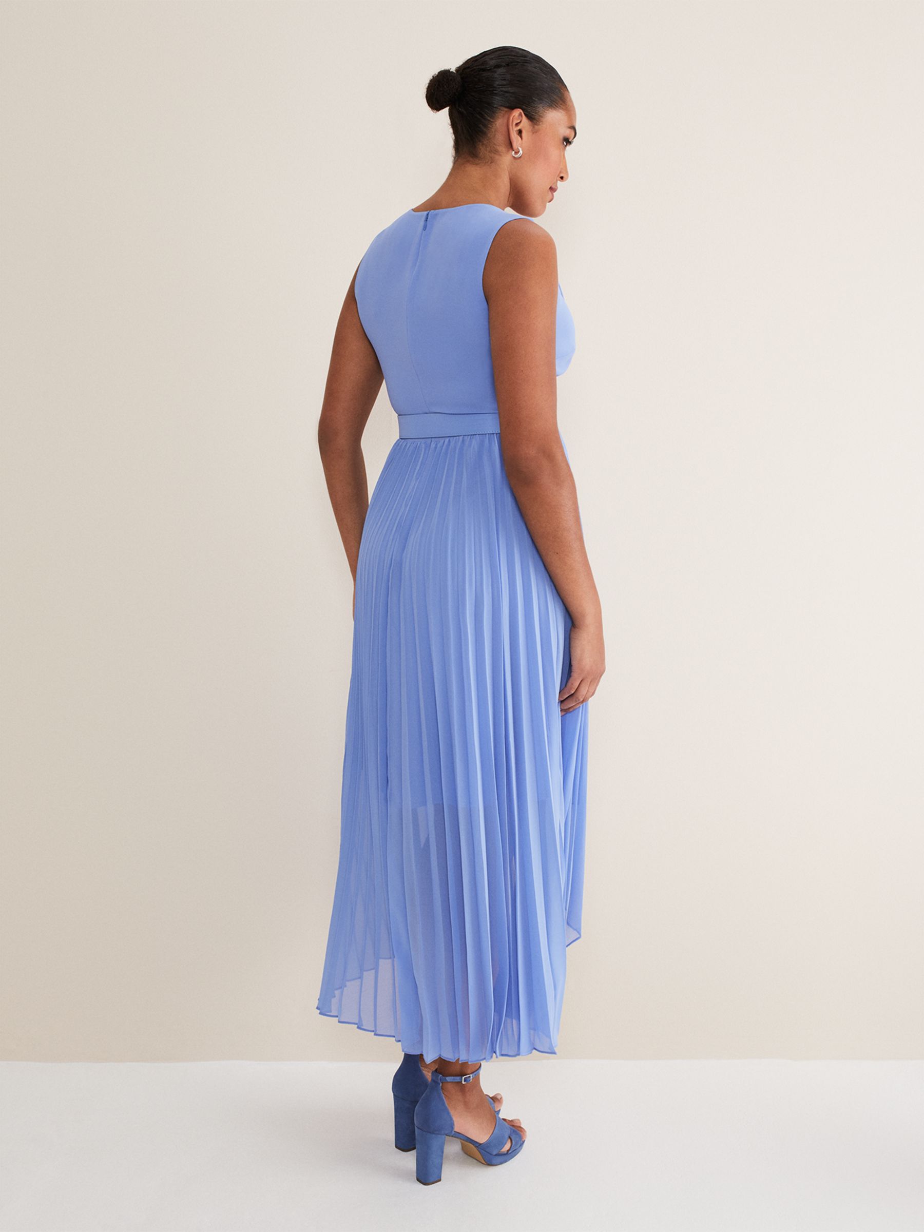 Buy Phase Eight Pleated Brianna Dress, Cornflower Online at johnlewis.com