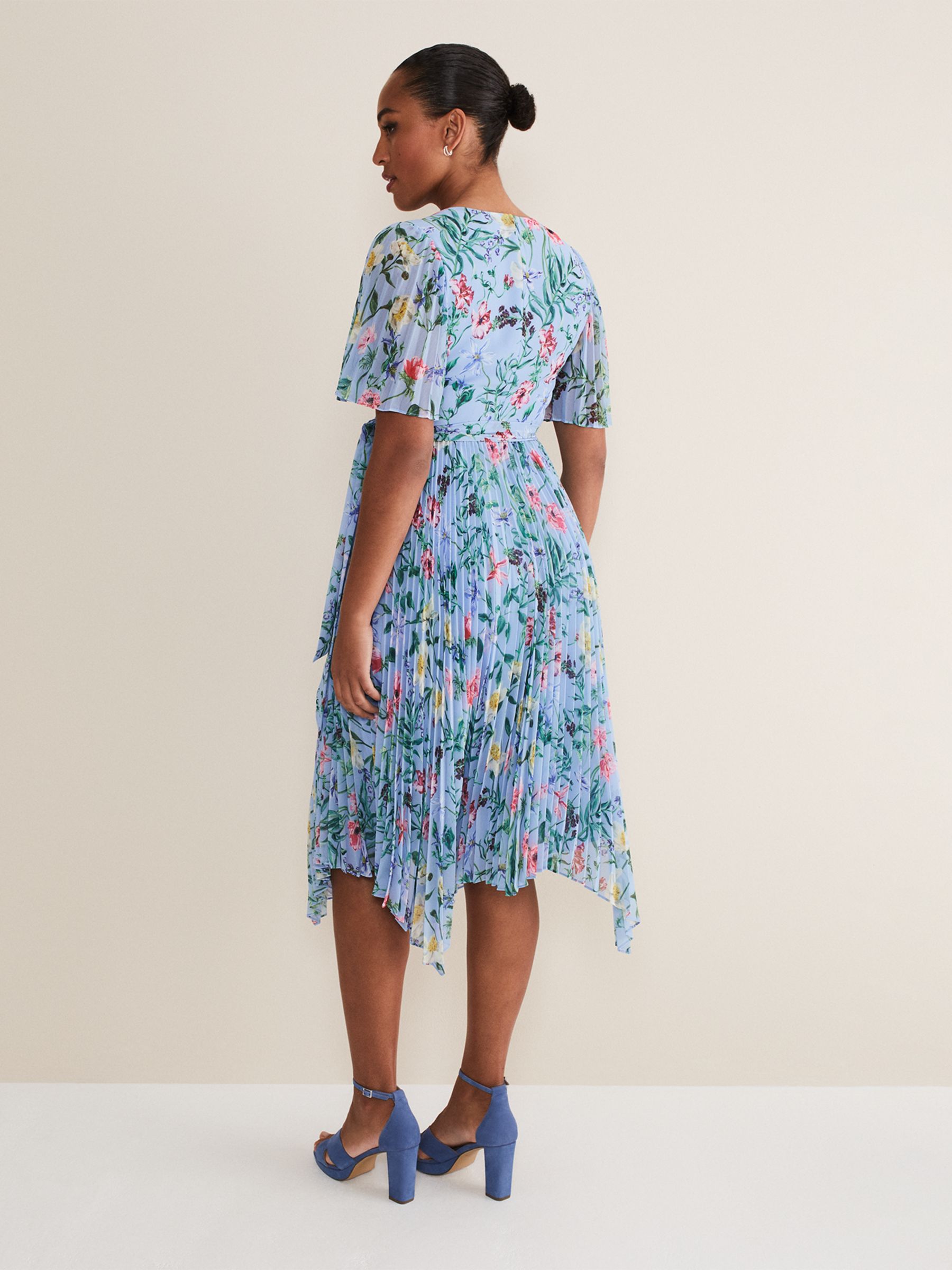 Buy Phase Eight Kendall Floral Pleated Dress, Blue/Multi Online at johnlewis.com