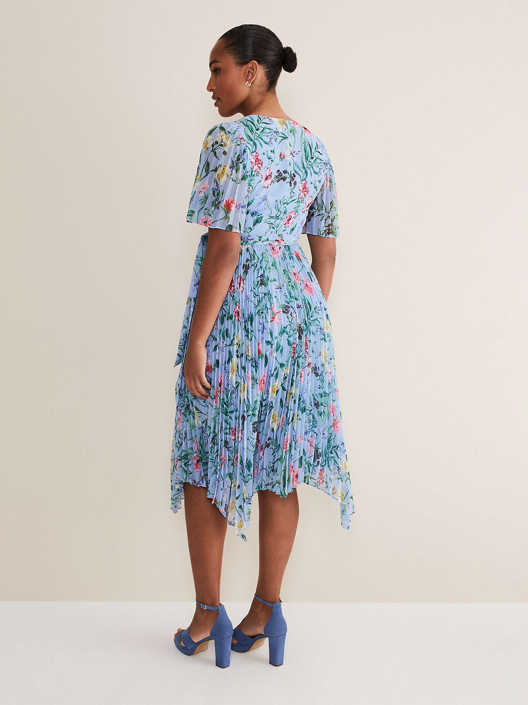 Buy Phase Eight Kendall Floral Pleated Dress, Blue/Multi Online at johnlewis.com