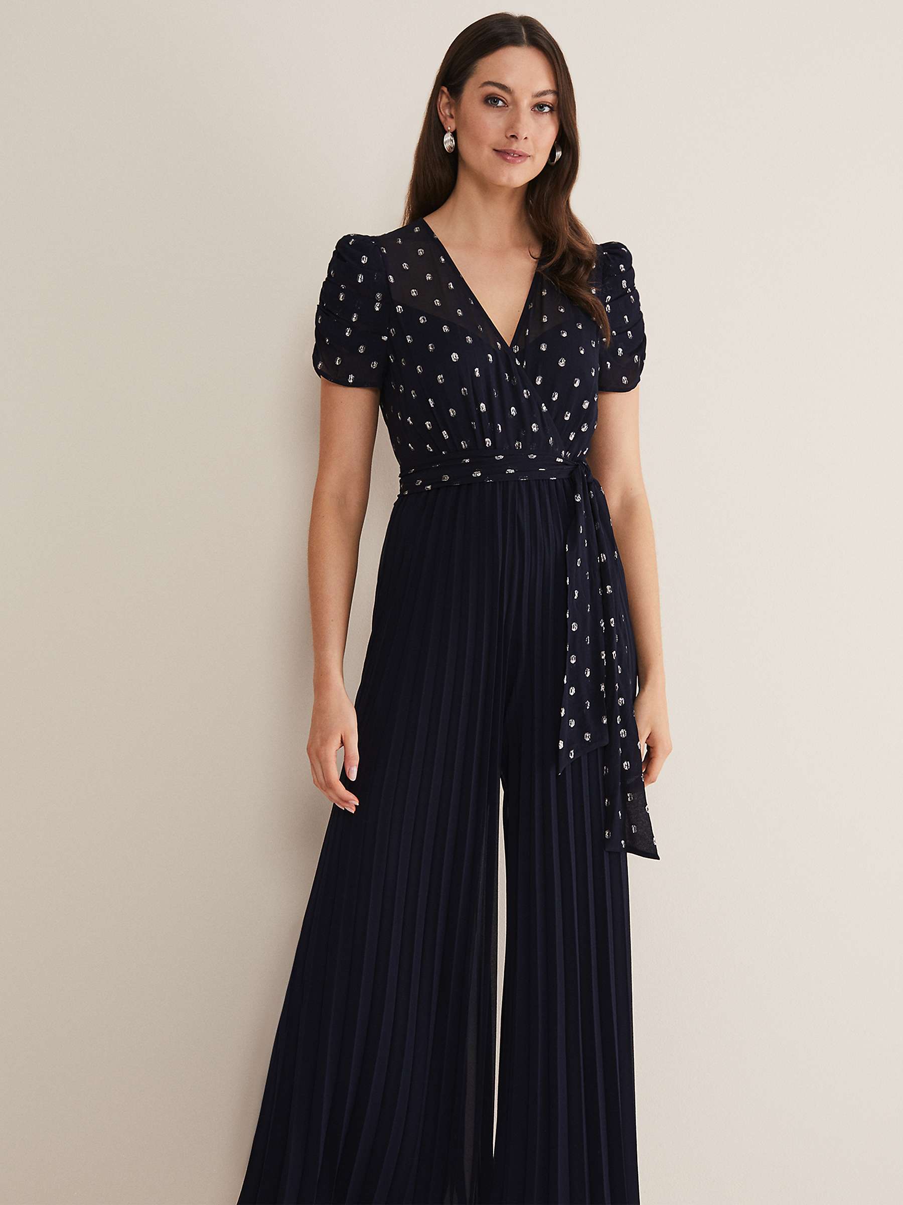 Buy Phase Eight Pleated Molli Jumpsuit, Navy Online at johnlewis.com