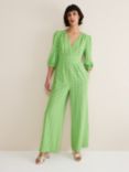 Phase Eight Abstract Print Lacey Jumpsuit, Green/Multi