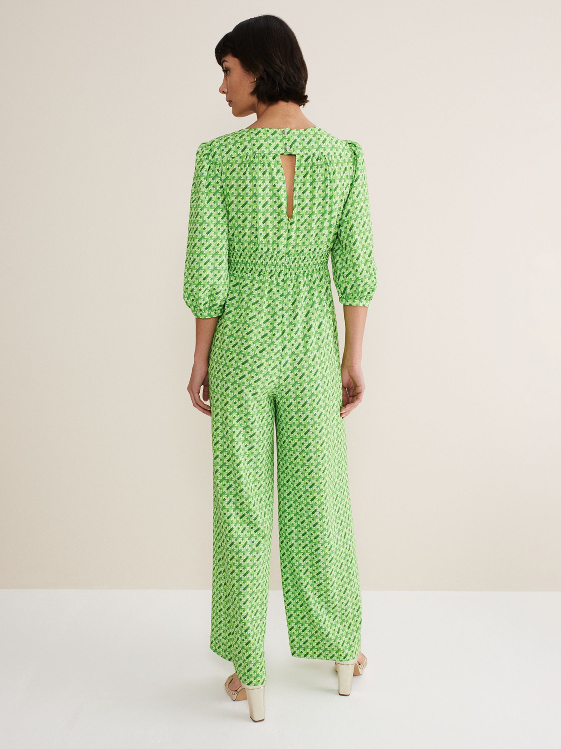 Phase Eight Abstract Print Lacey Jumpsuit, Green/Multi at John Lewis ...