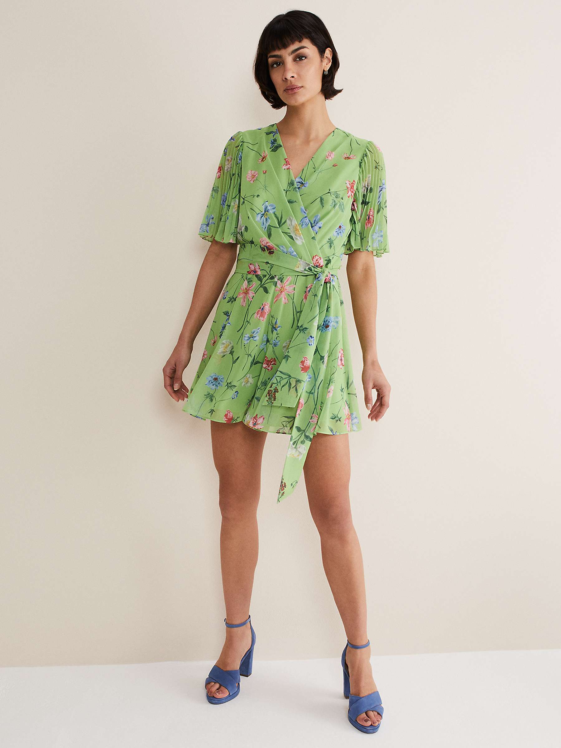 Buy Phase Eight Astoria Floral Wrap Necl Playsuit, Green/Multi Online at johnlewis.com