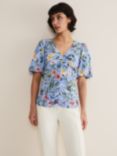 Phase Eight Donda Floral Print Blouse, Blue/Multi