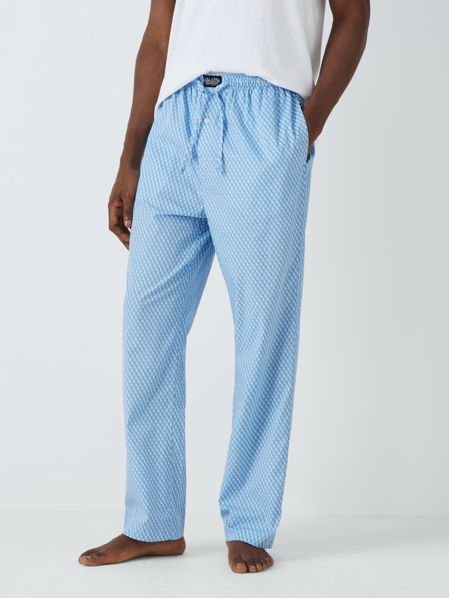 Polo Ralph Lauren Cotton Pyjama Bottoms, Sky Blue/White, S
