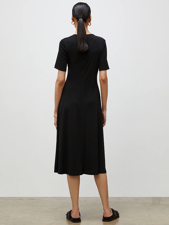 Finery Alice Cut Out Front Midi Dress, Black at John Lewis & Partners