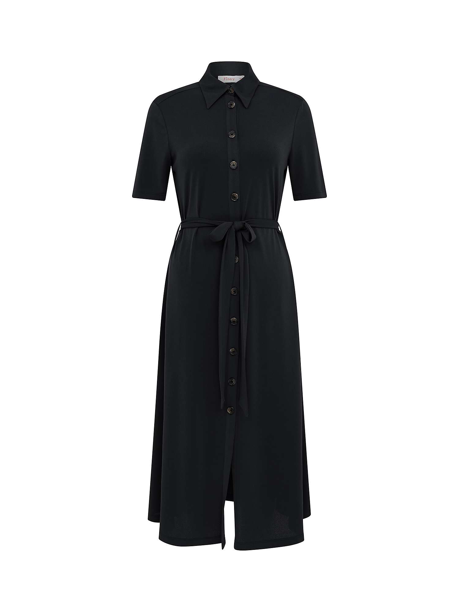 Finery Maddie Crepe Shirt Dress, Black at John Lewis & Partners