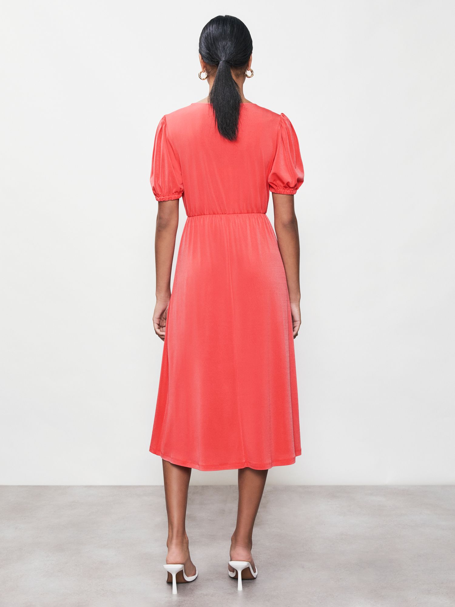 Warehouse coral midi on sale dress