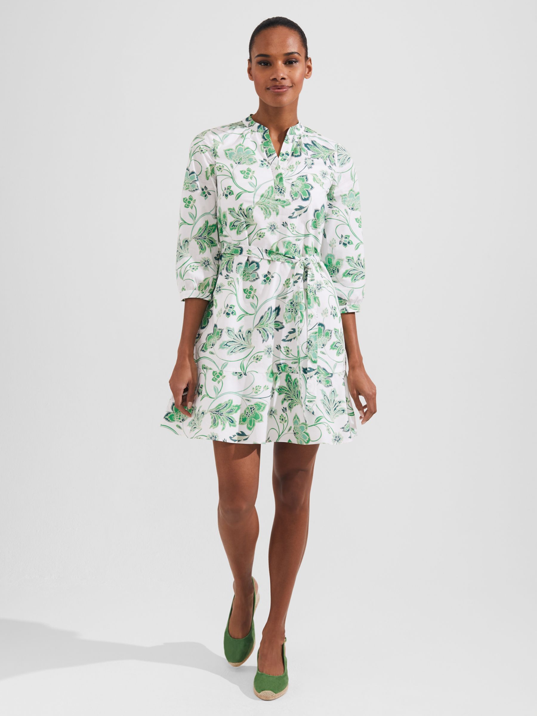Hobbs Camilla Mini Dress, White Green at John Lewis & Partners
