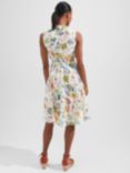 Hobbs Belinda Petite Floral Print Dress, White/Multi, White/Multi