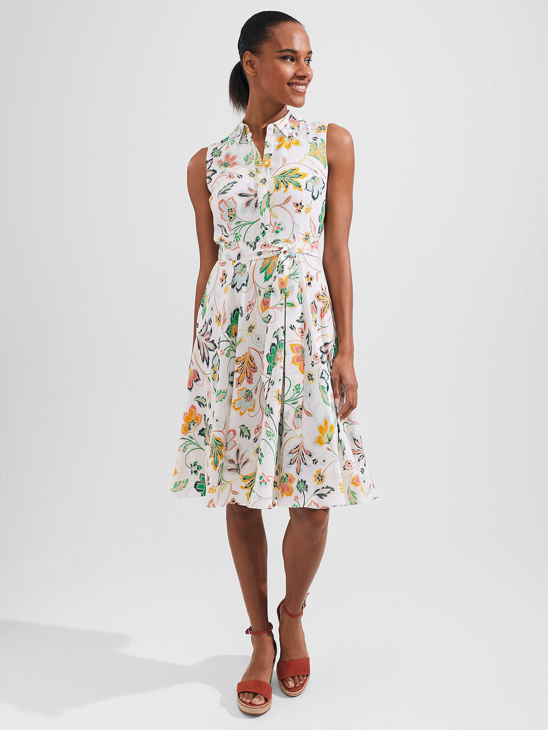 Buy Hobbs Belinda Petite Floral Print Dress, White/Multi Online at johnlewis.com