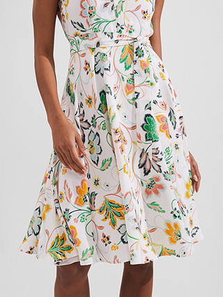 Hobbs Belinda Petite Floral Print Dress, White/Multi