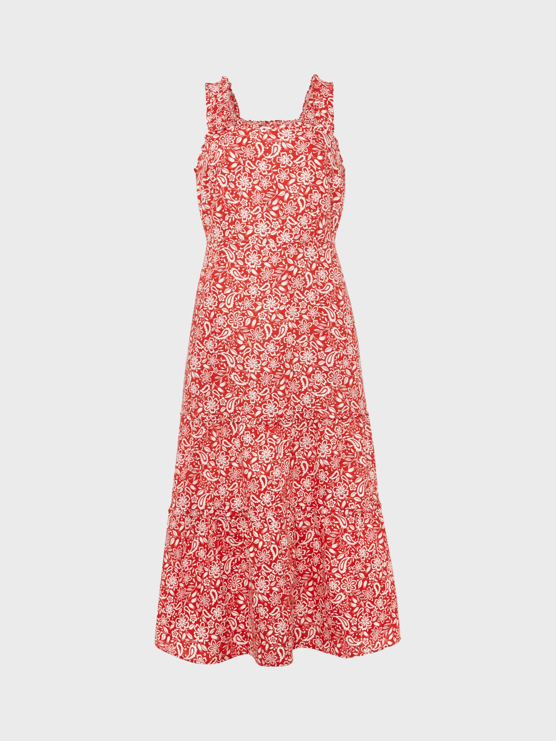 Buy Hobbs Tabitha Floral Midi Dress, Red/Clay Online at johnlewis.com