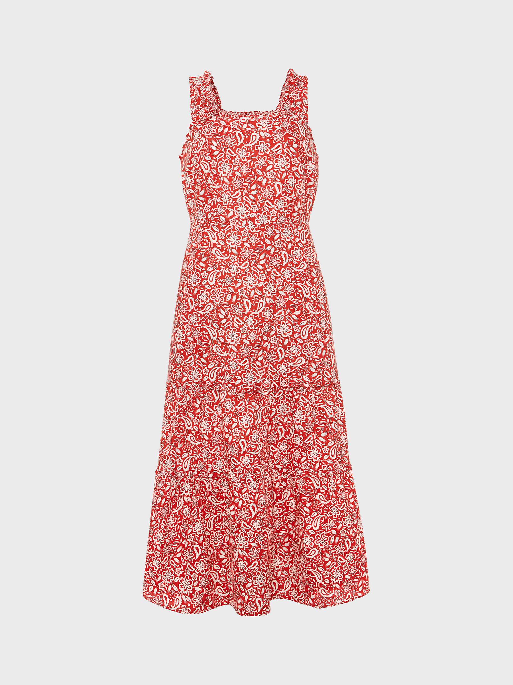 Buy Hobbs Tabitha Floral Midi Dress, Red/Clay Online at johnlewis.com