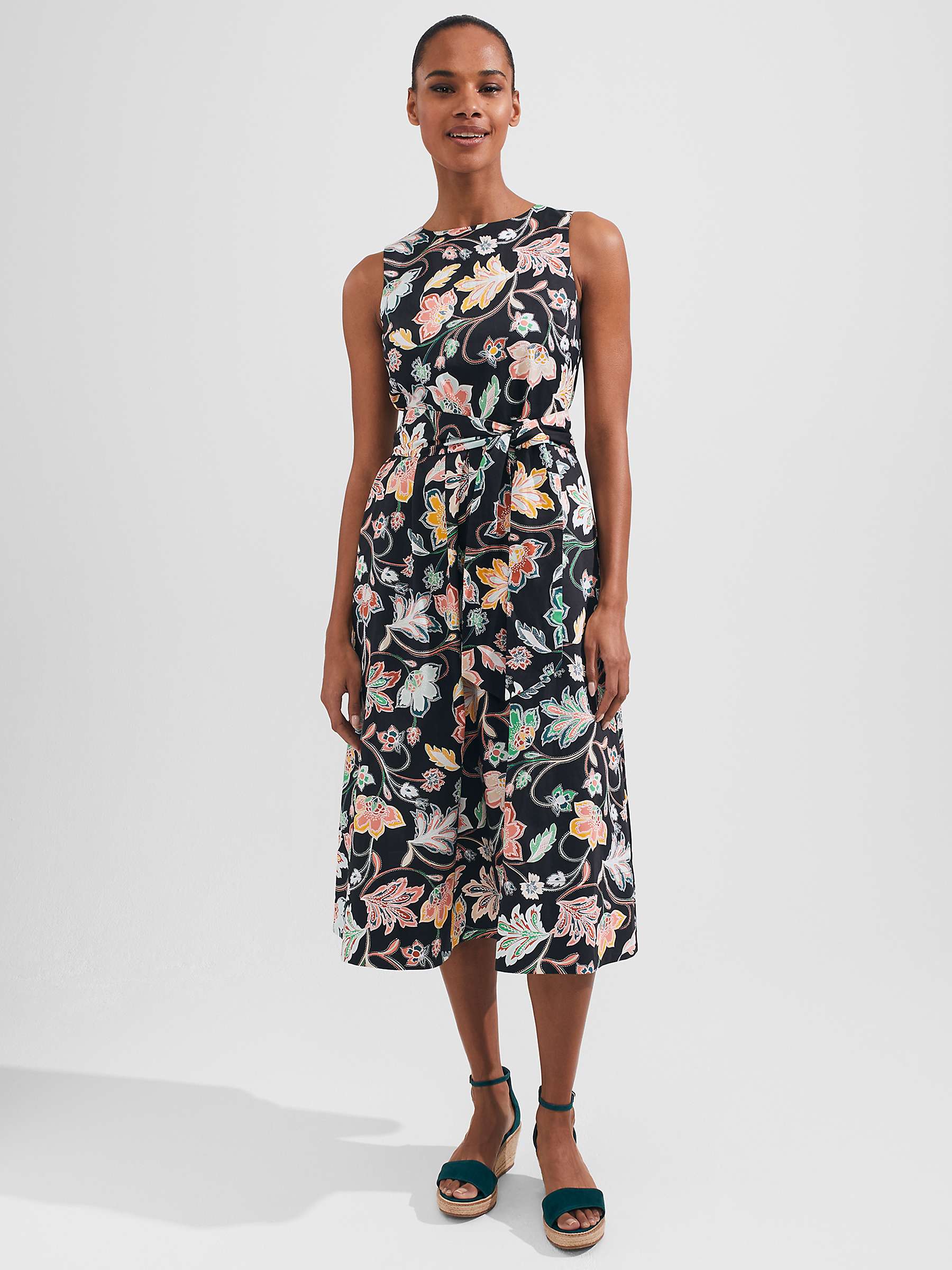 Buy Hobbs Emilie Floral Midi Dress, Black/Multi Online at johnlewis.com