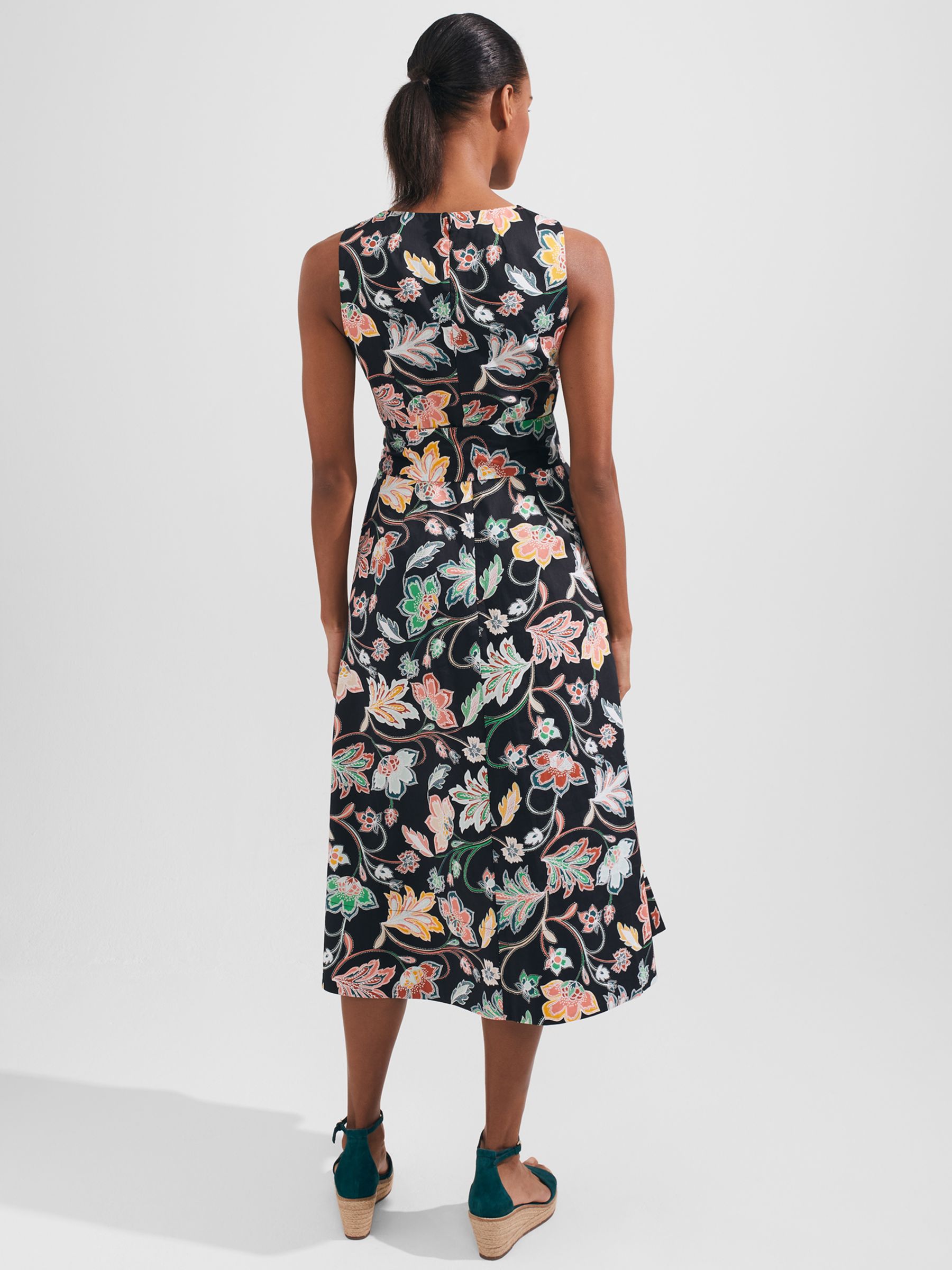 Hobbs Emilie Petite Floral Print Dress, Black/Multi, 6
