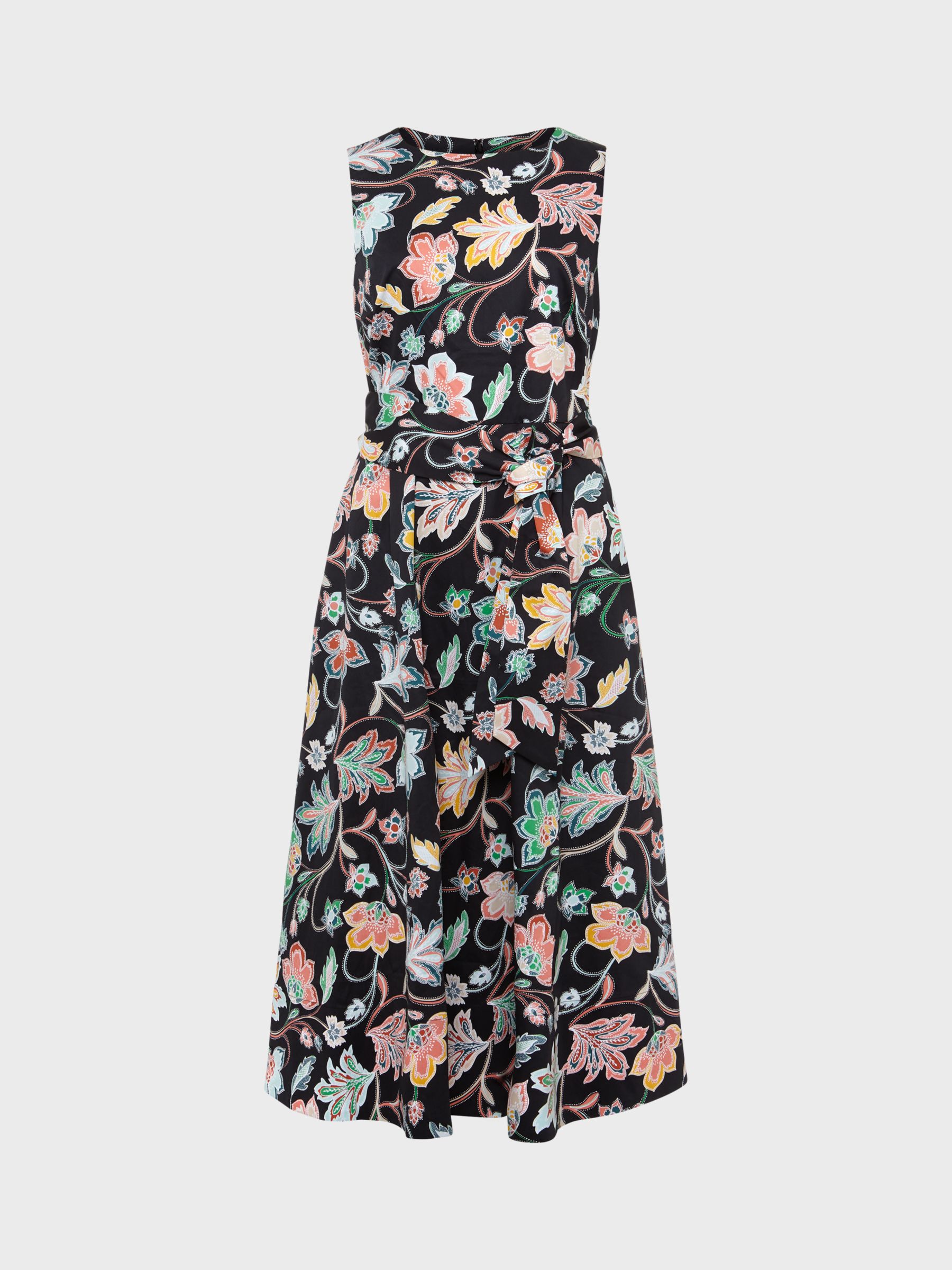 Hobbs Emilie Petite Floral Print Dress, Black/Multi, 8