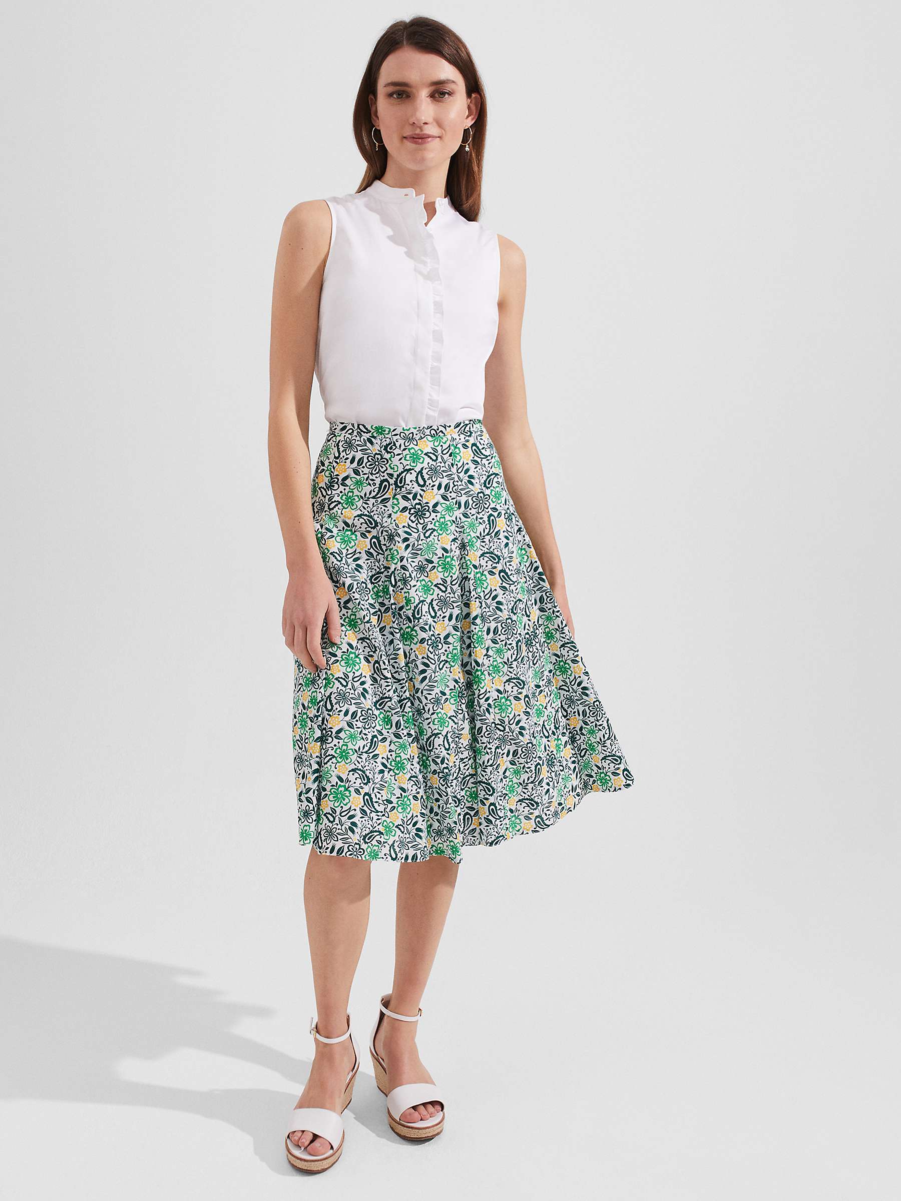 Buy Hobbs Melina Floral Print Skirt, White/Multi Online at johnlewis.com