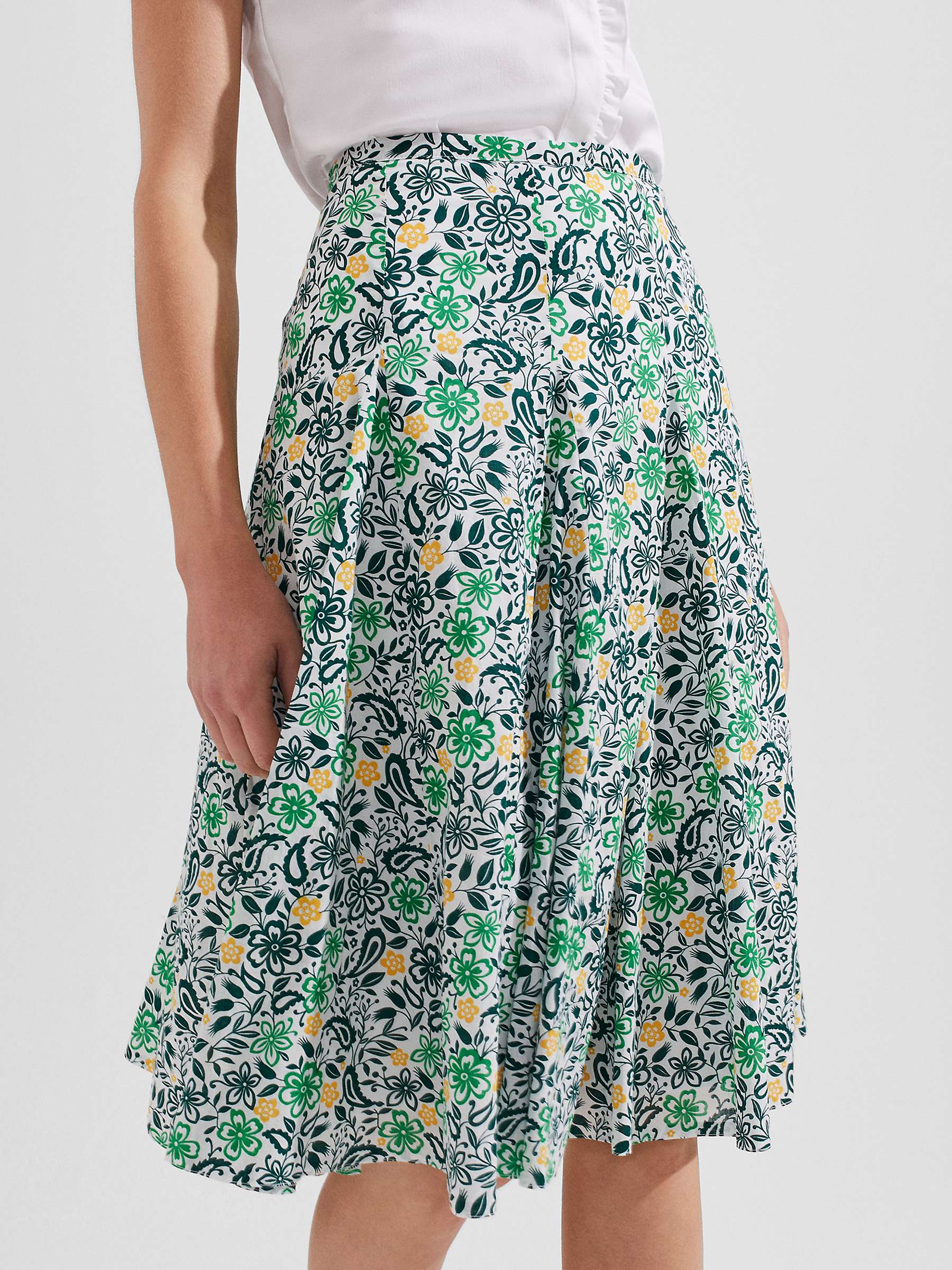 Buy Hobbs Melina Floral Print Skirt, White/Multi Online at johnlewis.com