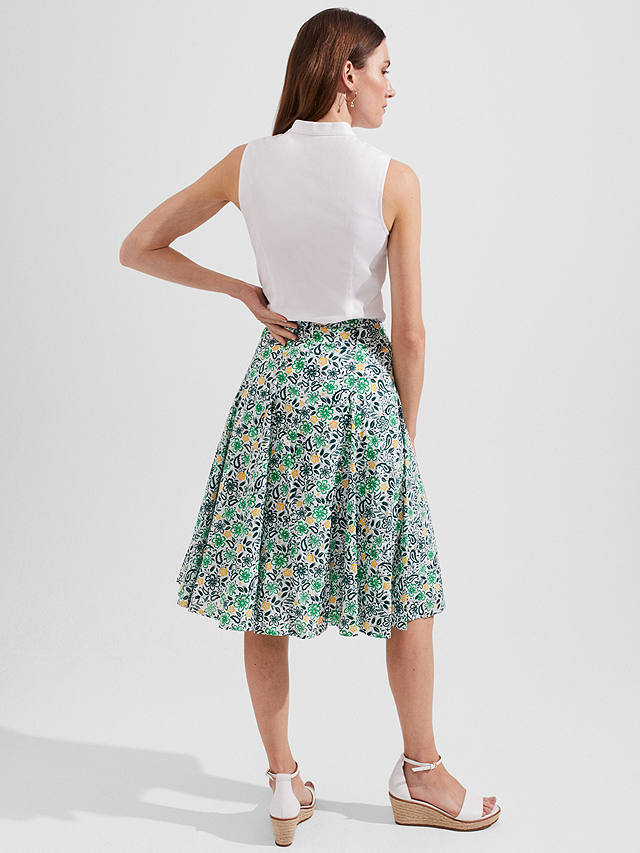 Hobbs Melina Floral Print Skirt, White/Multi