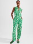 Hobbs Palmer Floral Print Trousers, Green/Ivory