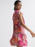 Reiss Marseille Floral Wrap Mini Dress, Pink/Coral