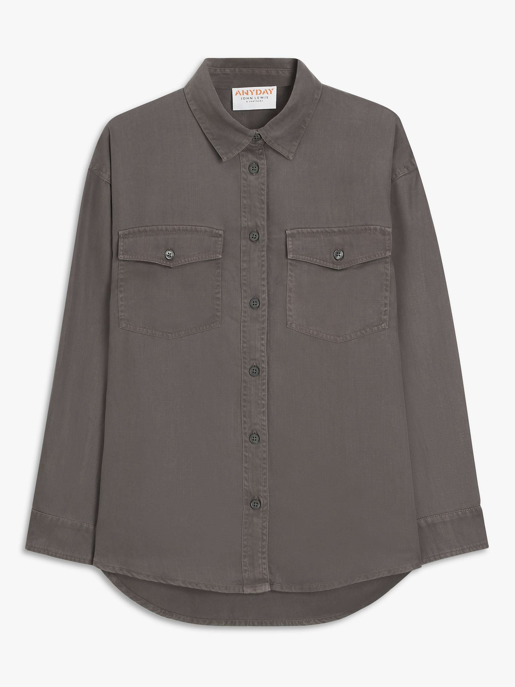 John Lewis ANYDAY Long Sleeve Utility Shirt, Grey at John Lewis & Partners