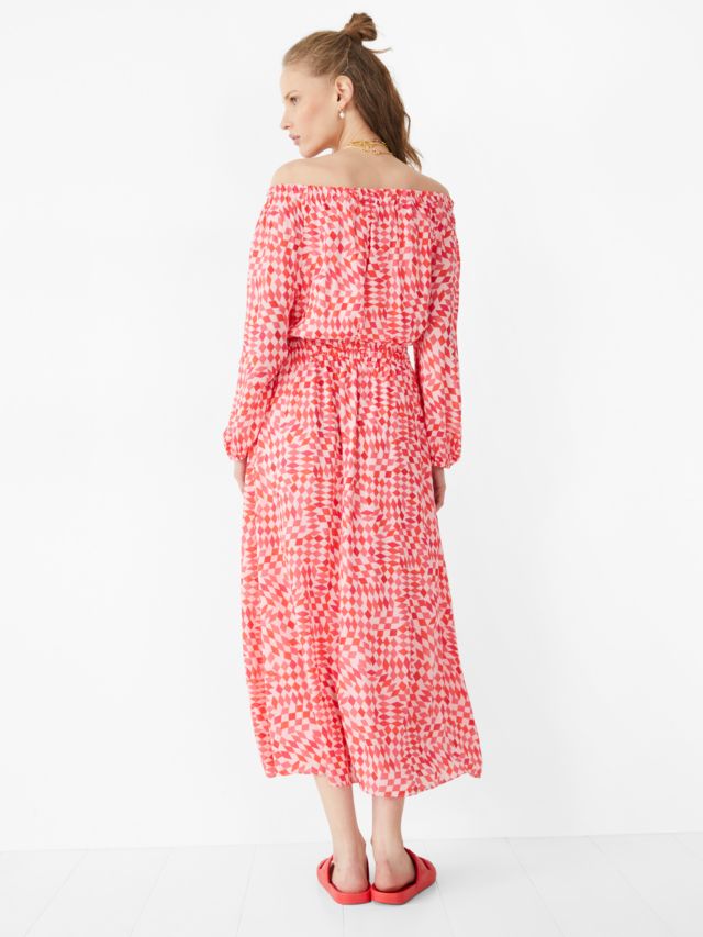 HUSH Ami Midi Dress, Geometric Pink, 4