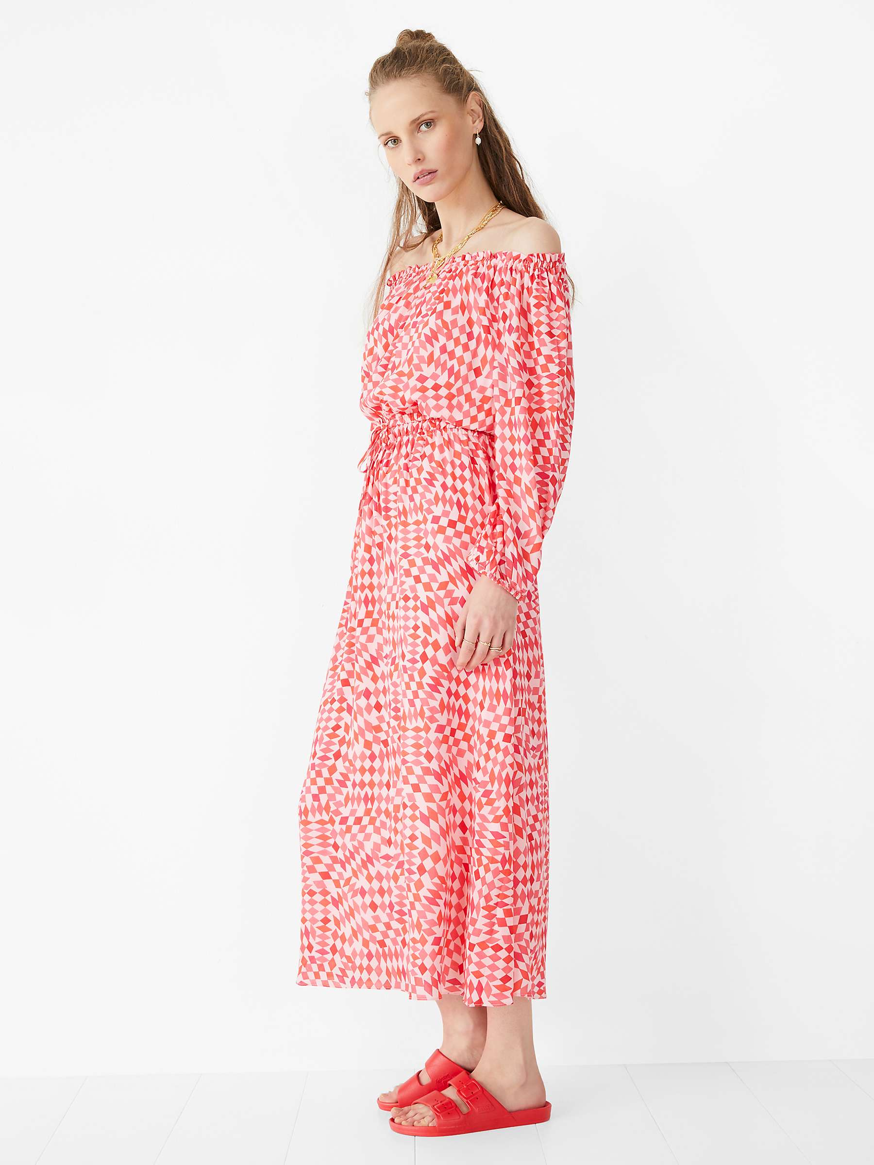 Buy HUSH Ami Midi Dress, Geometric Pink Online at johnlewis.com