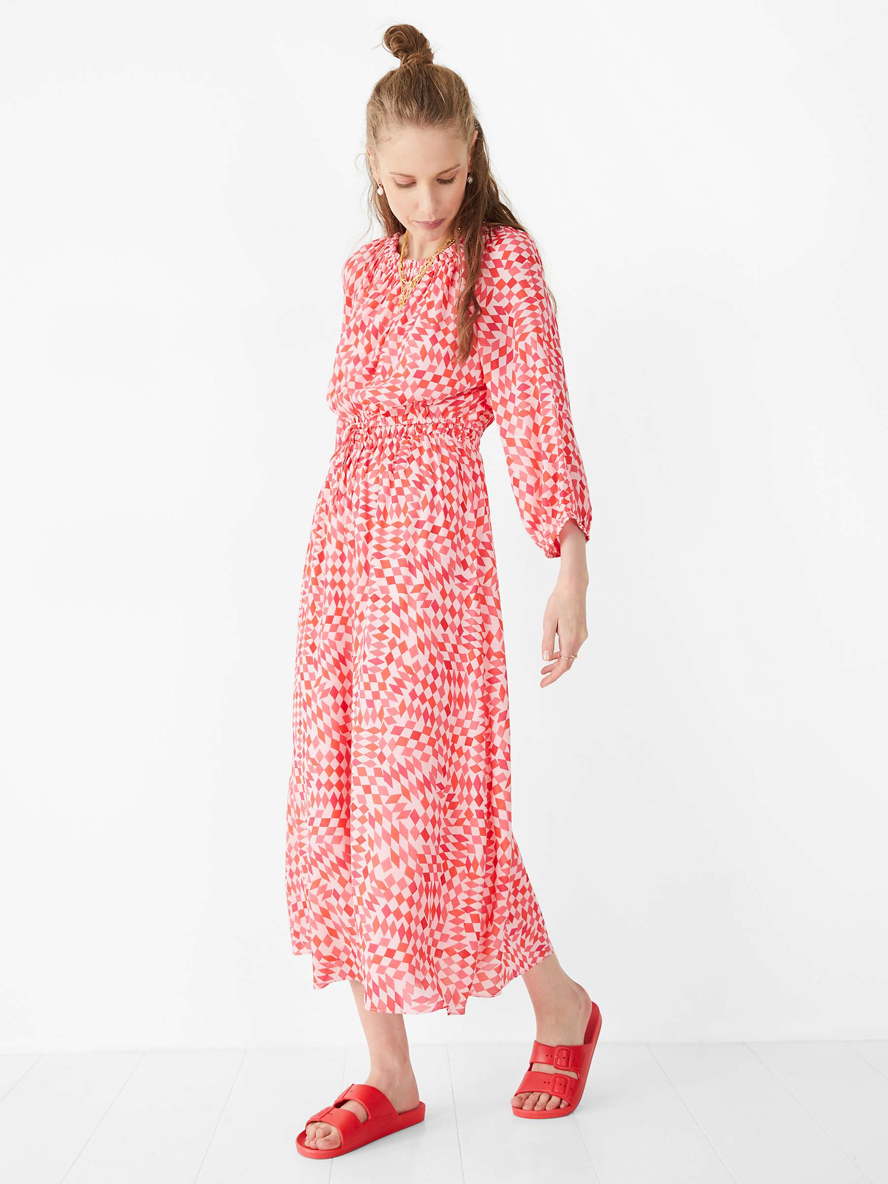 Buy HUSH Ami Midi Dress, Geometric Pink Online at johnlewis.com