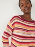 HUSH Myra Crochet Striped Knit Jumper, Multi