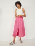 HUSH Marisa Midi Satin Skirt, Bright Pink, Bright Pink