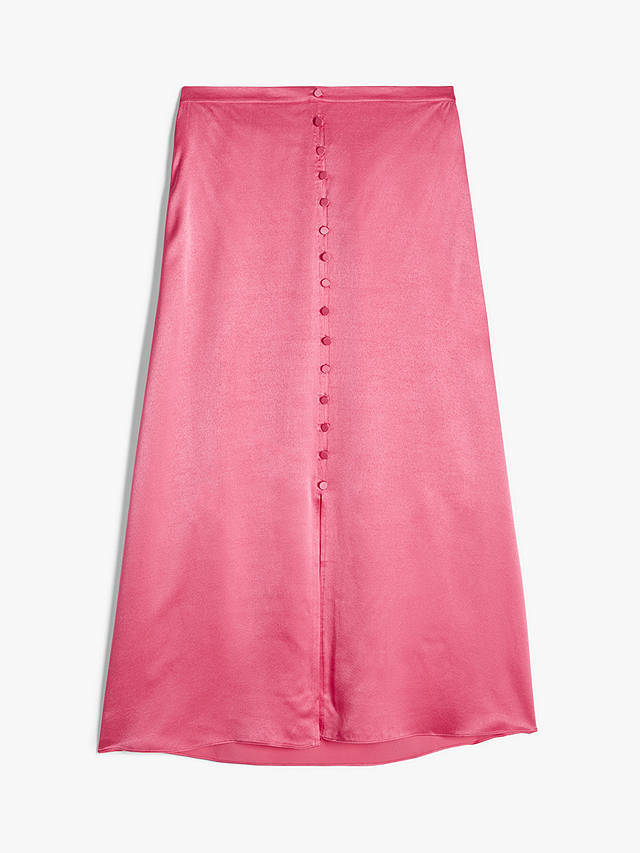 HUSH Marisa Midi Satin Skirt, Bright Pink
