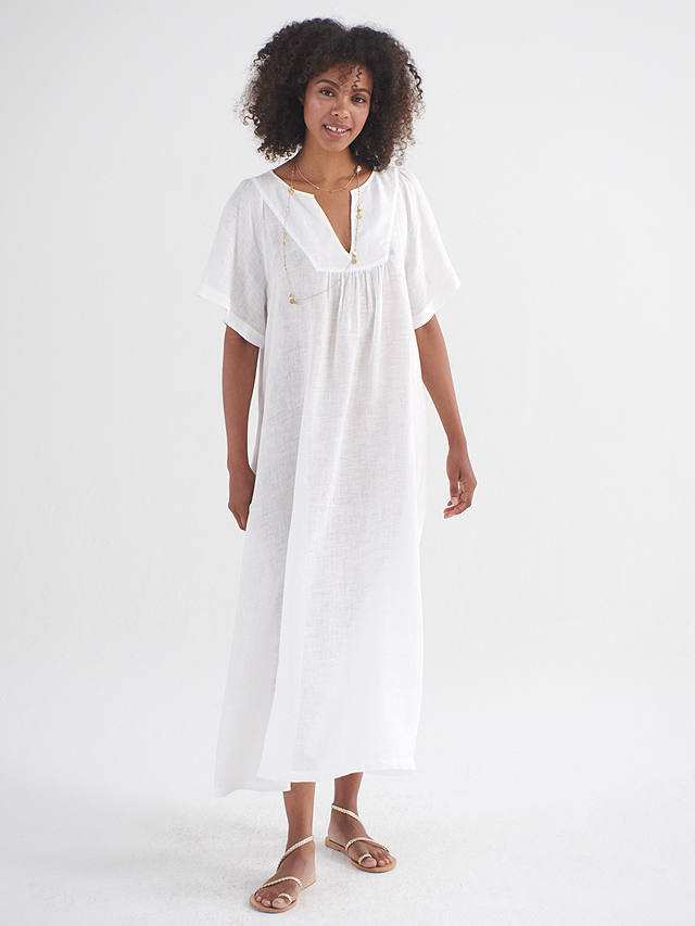 NRBY Verity Gauze Linen Midi Dress, White
