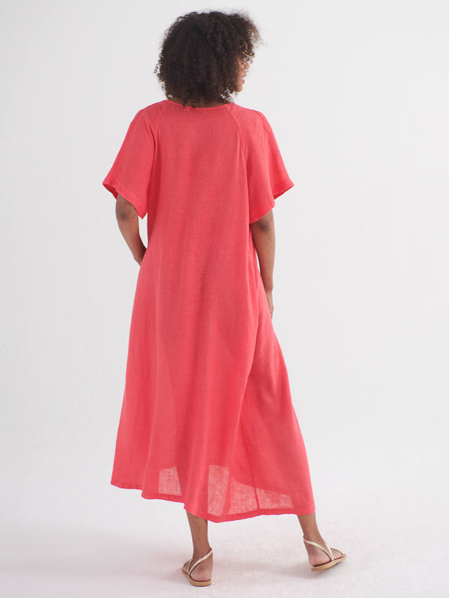 NRBY Verity Gauze Linen Midi Dress, Geranium