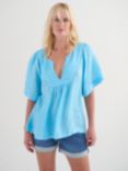 NRBY Angel Gauze Linen Blouse, Turquoise