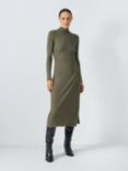 John Lewis Funnel Neck Jersey Dress, Khaki, Khaki