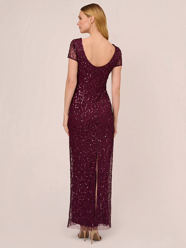 Adrianna Papell Papell Studio Beaded Illusion Sleeve Gown, Cassis