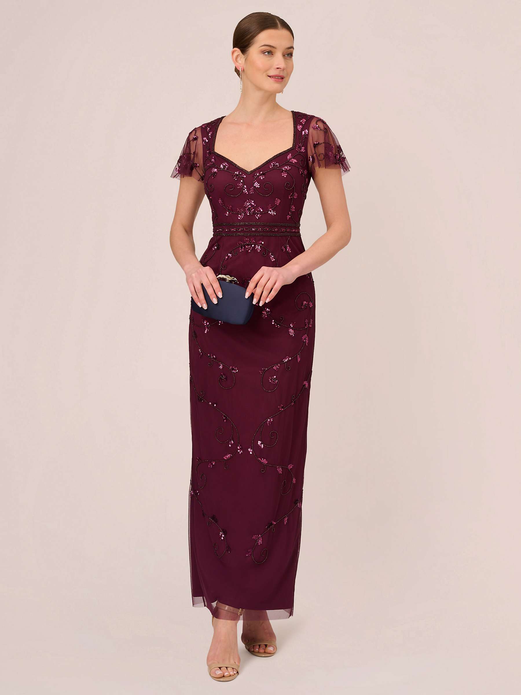 Buy Adrianna Papell Papell Studio Beaded Maxi Dress, Cassis Online at johnlewis.com