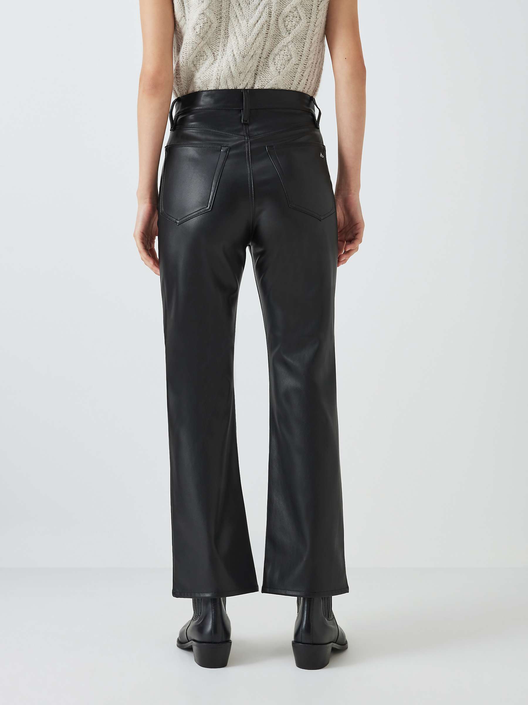 rag & bone Casey Faux Leather Crop Flare Trousers, Black at John Lewis ...