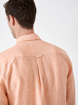 Crew Clothing Long Sleeve Linen Shirt, Light Orange
