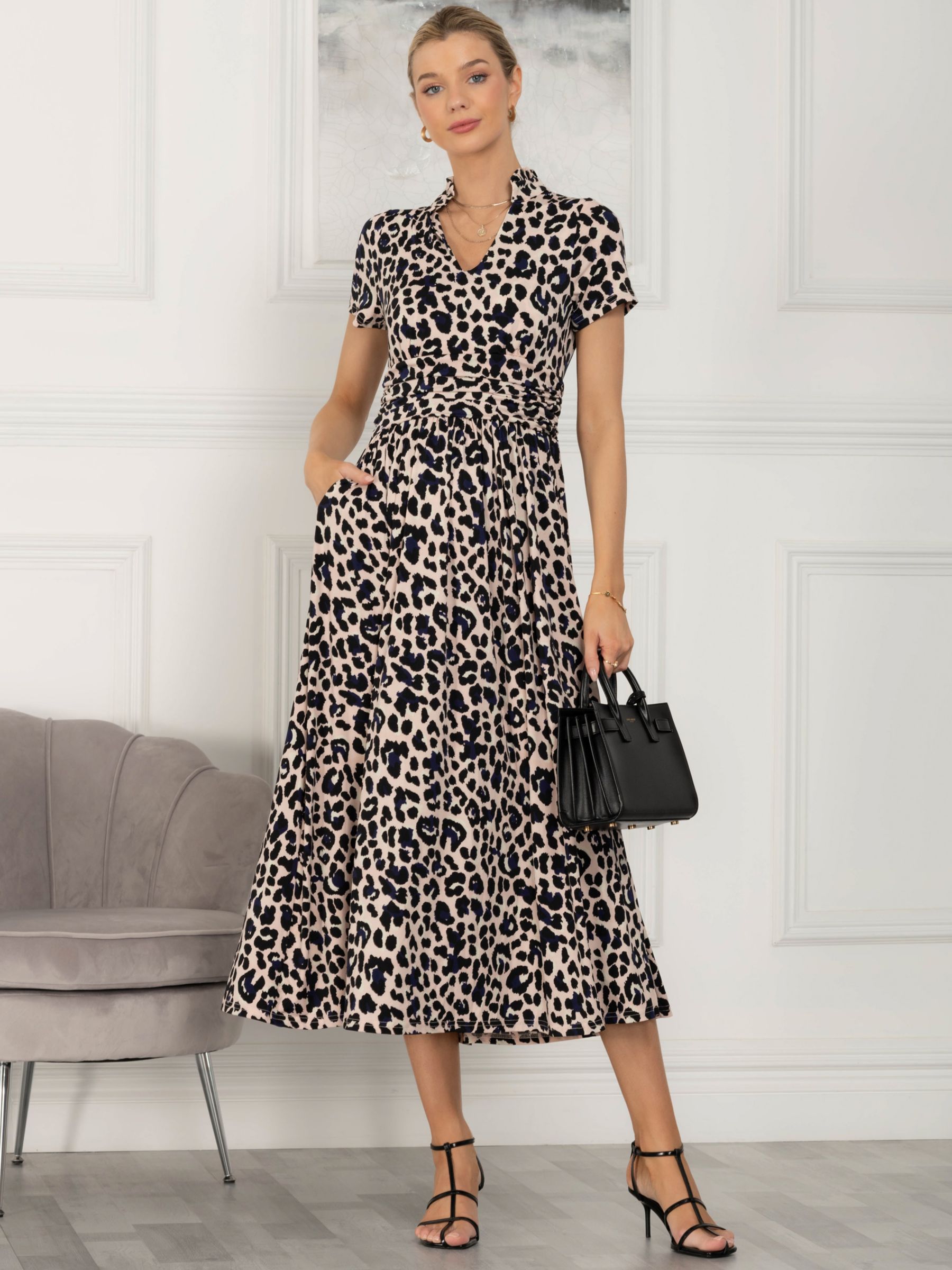 Jolie Moi Mabrouka Animal Print Midi Dress, Pink/Black at John Lewis ...