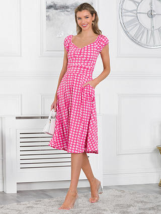Jolie Moi Regenia Sweetheart Neck Jersey Dress, Pink Geometric